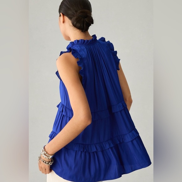 Anthropologie Blue Ruffled Blouse - Picture 4 of 12